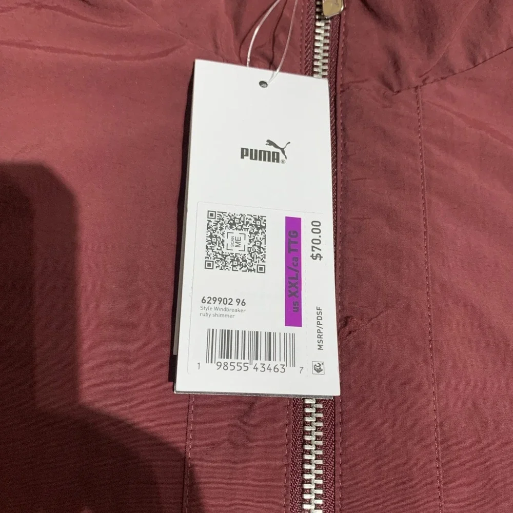 Puma Men's Full Zip Lined‎ Windbreaker Ruby Shimmer  Sz XXL 629902-96 NWT